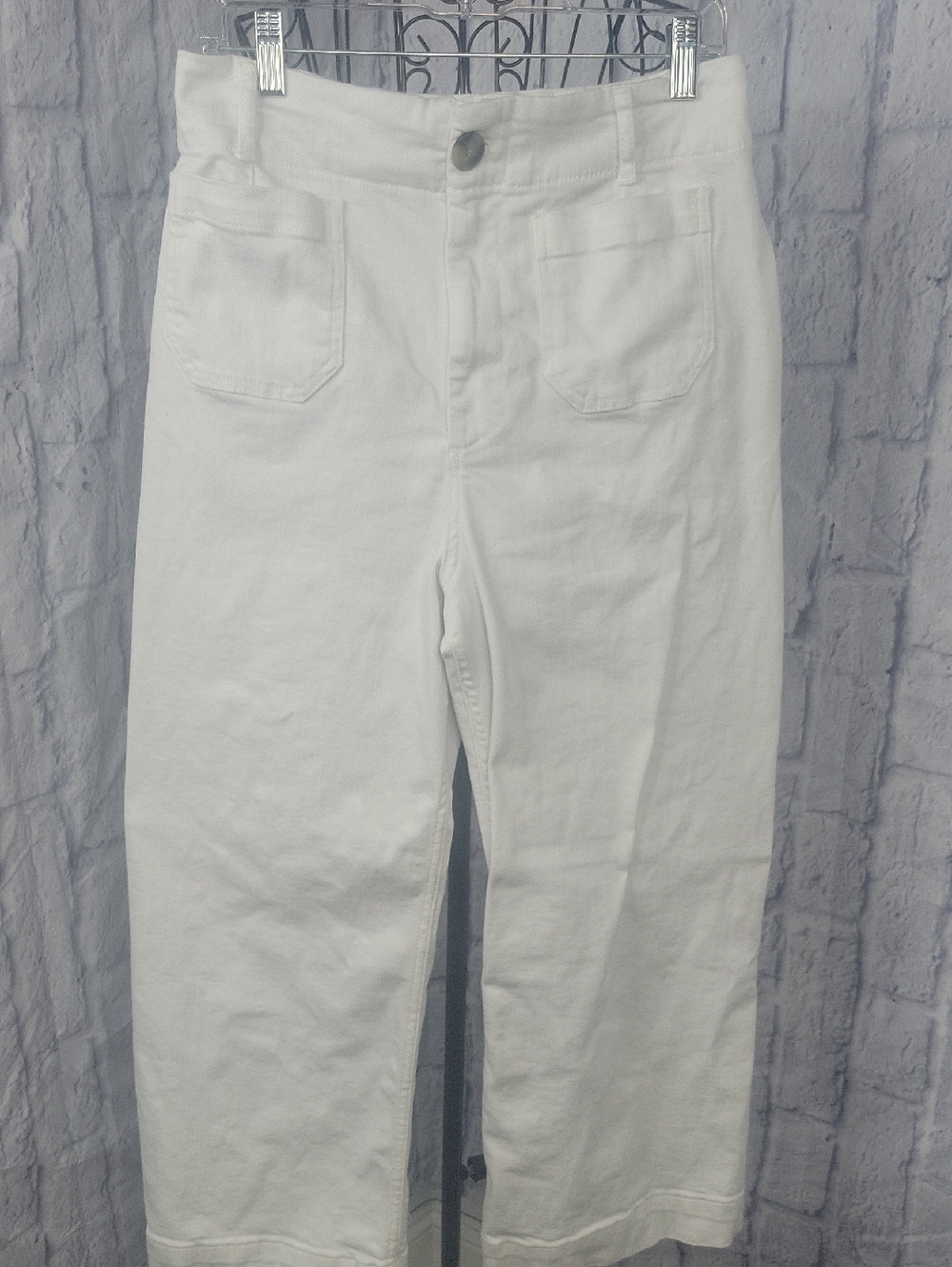 Pilcro Anthropologie White‎ Cropped Pants Straight Leg Size 31
